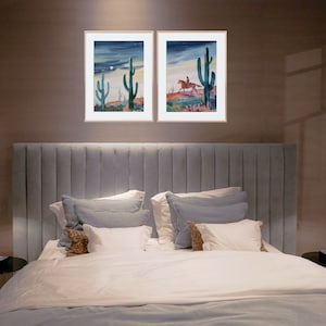 Saguaro Cactus Watercolor Painting Set: Arizona Landscape Art (12x18)