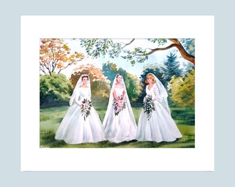 Custom Generational Wedding Portrait: Hand-Painted Watercolor Mother Gift
