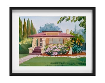 Art commission painting, Custom Watercolor House portrait, HAND PAINTED  House Drawing, Realtor Closing Gift, Housewarming Gift