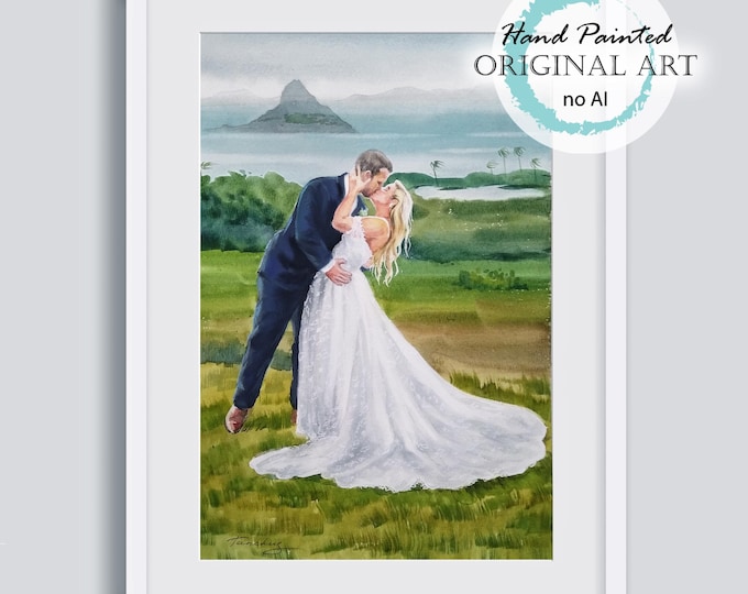 Custom Wedding Portrait, Hand-Painted Watercolor Art
