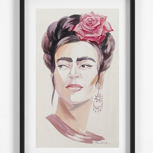 Portrait of Frida Original watercolor painting, Mother&#39;s Day gift, gift for her.