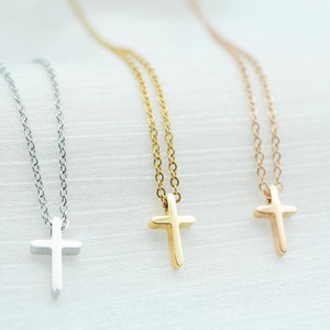 Dainty Gold Cross Necklace Minimalism Rose Gold Cross Chocker for Women and Children Religious Necklace for Her Christmas Gift Silver Cross