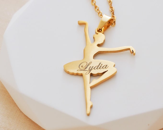 Personalized Ballerina Necklace Ballet Dancer Jewelry Dance Recital Gift Dance Necklace for Kids Ballet Teacher Gift Ballet Dance Team Gift