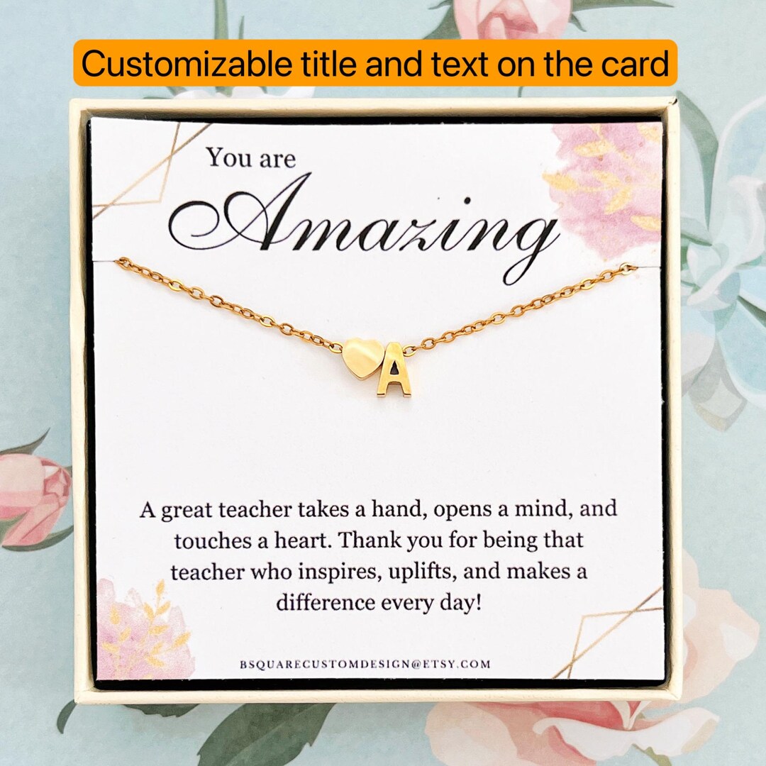 Personalized Heart With Initial Teacher Appreciation Gift Thank You ...