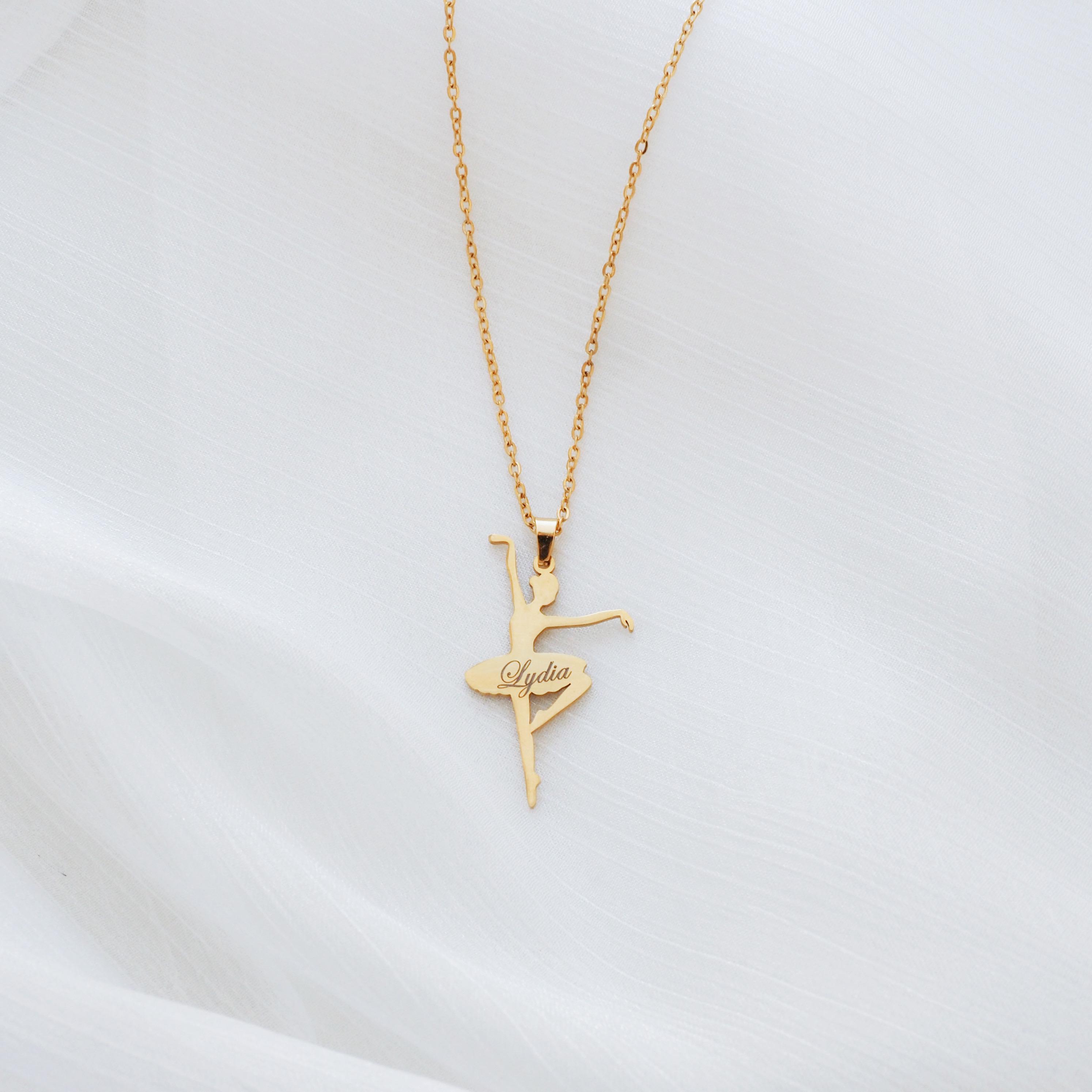 Personalized Ballerina Necklace Ballet Dancer Jewelry Dance Recital Gift Dance Necklace for Kids Ballet Teacher Gift Ballet Dance Team Gift