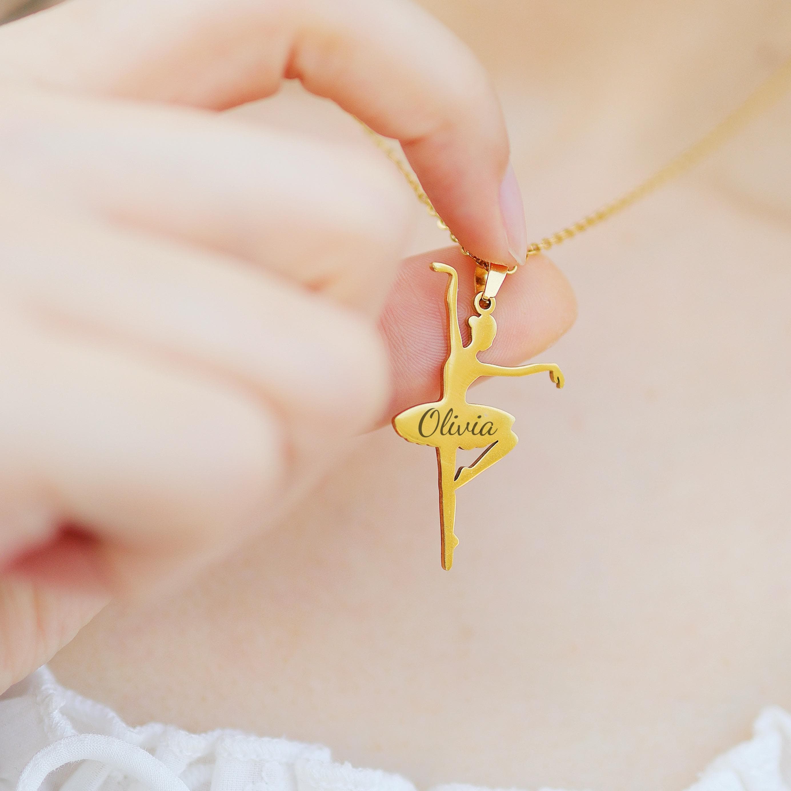 Personalized Ballerina Necklace Ballet Dancer Jewelry Dance Recital Gift Dance Necklace for Kids Ballet Teacher Gift Ballet Dance Team Gift