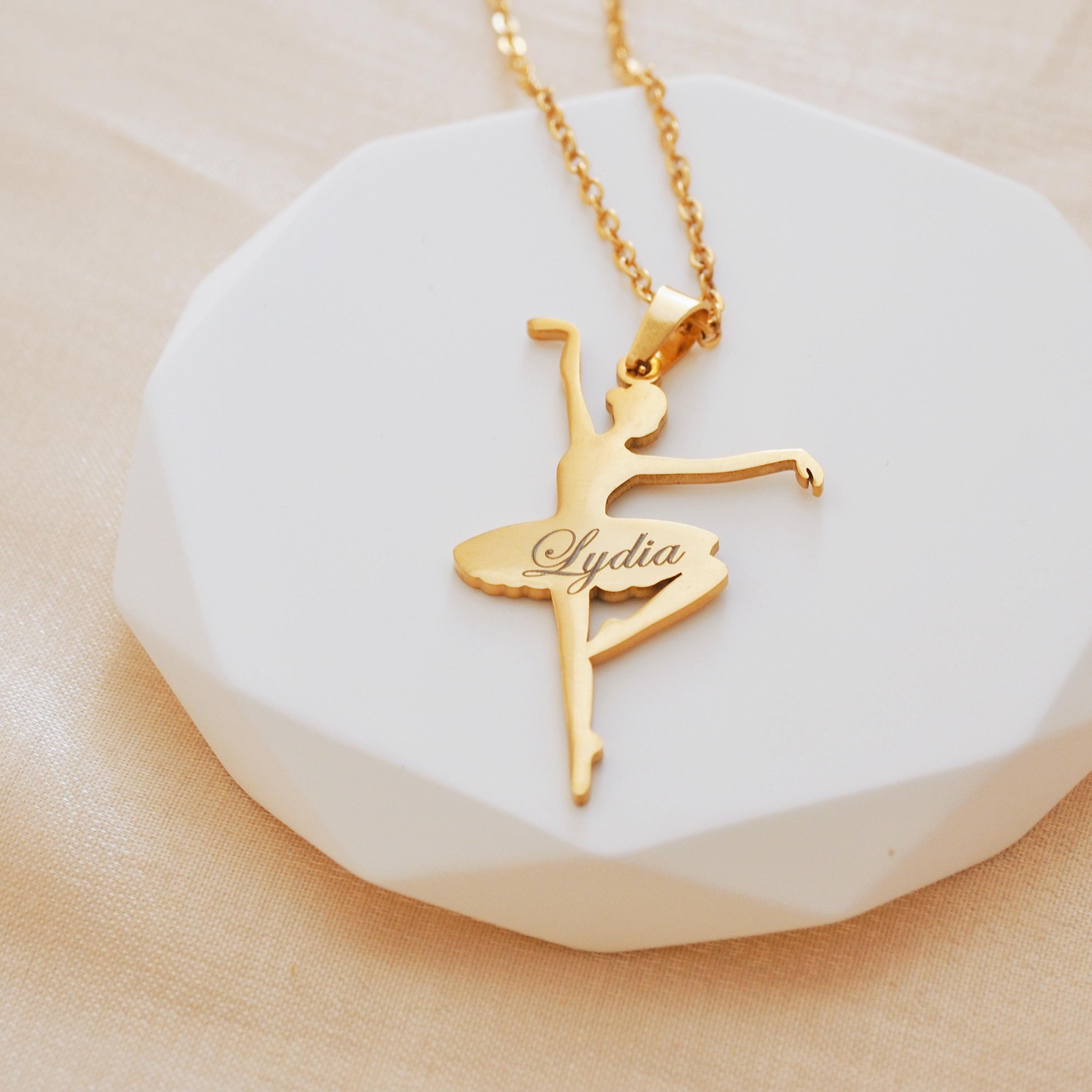 Collier Pendentif Ballerine Coloré - Cadeau Pour Fille, Danse Classique, Recital - V1