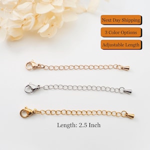 Chain Extender for Necklace, Bracelet or Anklets, Adjustable Length, Gold, Rose Gold, Silver, Jewelry Extension for Perfect Fit and Layering