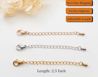 Chain Extender for Necklace, Bracelet or Anklets, Adjustable Length, Gold, Rose Gold, Silver, Jewelry Extension for Perfect Fit and Layering