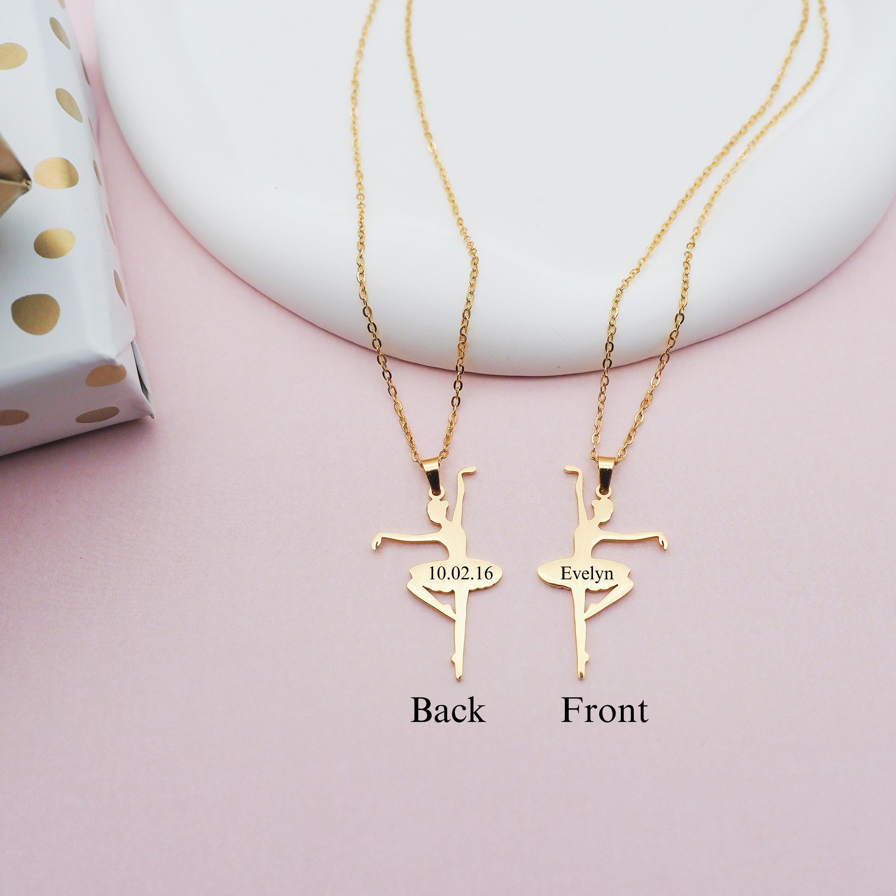 Personalized Ballerina Necklace Ballet Dancer Jewelry Dance Recital Gift Dance Necklace for Kids Ballet Teacher Gift Ballet Dance Team Gift