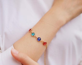 Custom Family Birthstone Bracelet for Her Personalized Family Jewelry Gift for Mom Bracelet Birthstone Jewelry Mother’s Day Gift Mom Grandma