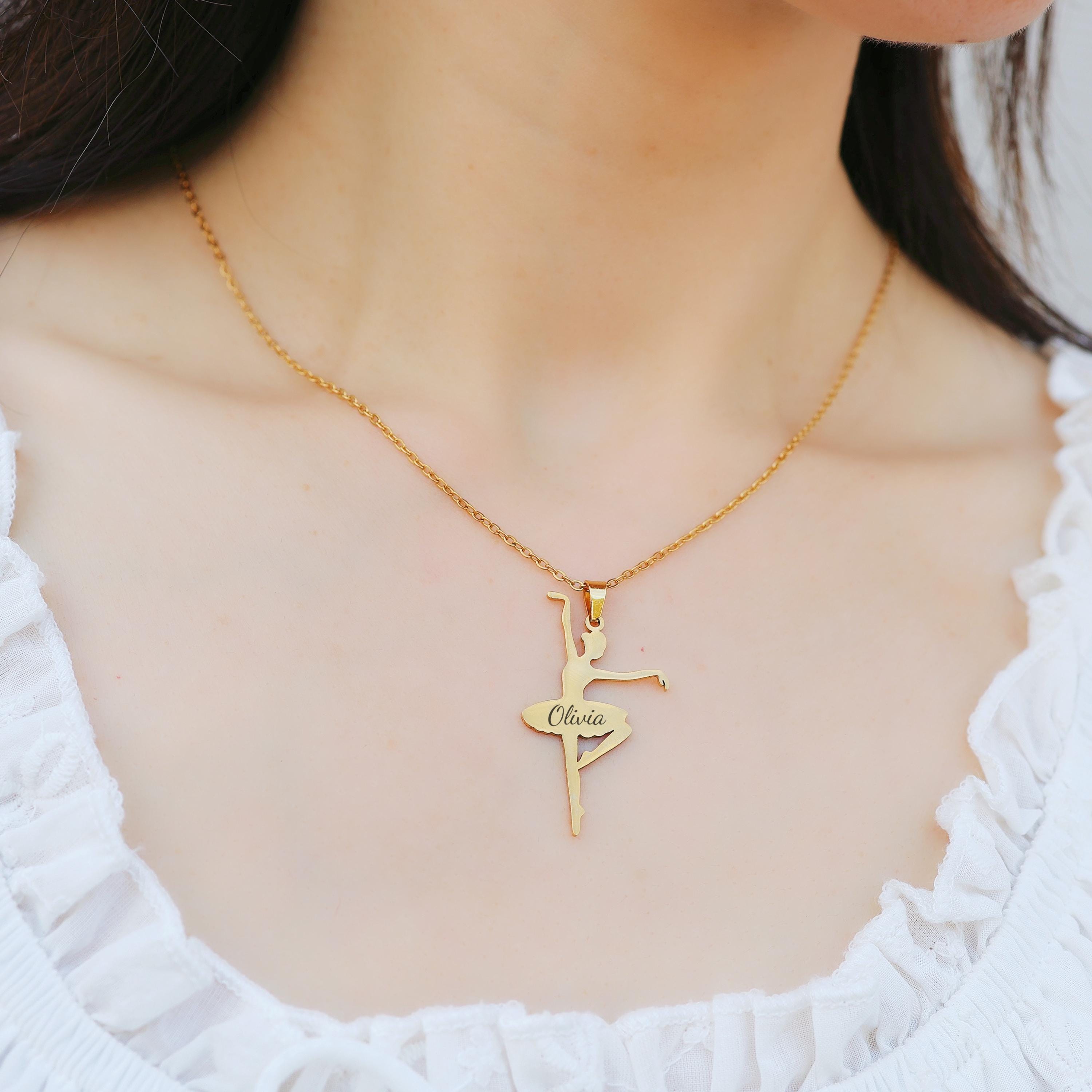 Personalized Ballerina Necklace Ballet Dancer Jewelry Dance Recital Gift Dance Necklace for Kids Ballet Teacher Gift Ballet Dance Team Gift