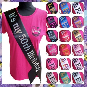 Seine 50. Geburtstag Schärpe - Glitter 50. Geburtstag Schärpe - wählen Sie die Farbe - 50. Geburtstagsgeschenk - Damen Herren - Unisex