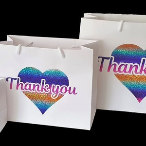 Thank You White Gift Bag - Wrap Rainbow Carer - 3 Sizes - UK