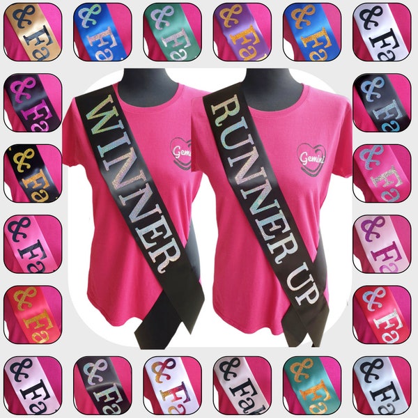 Competition Sashes - High Quality Ribbon With Glitter Holographic Lettering - First Place - Winner - Second Place - Runner Up