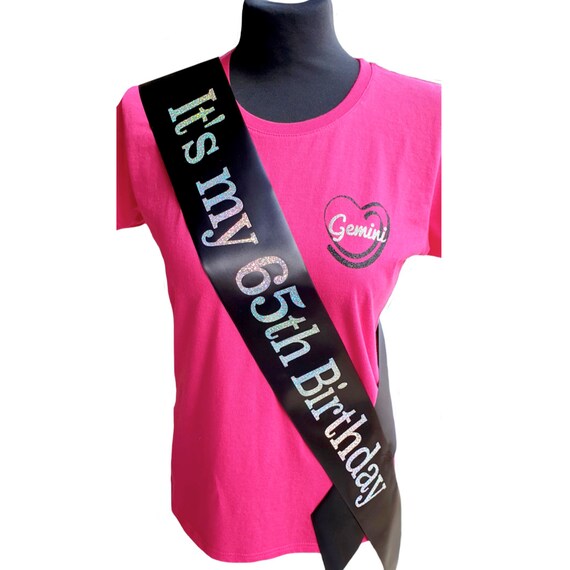 Black Red Blue Pink 65 65th Birthday Sash Gift Party Decoration