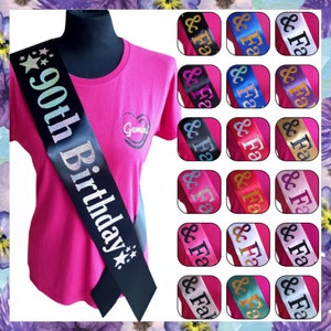 90th Birthday Star Sash - 90th Birthday Sash - 90th Birthday Gift - Kies je kleur