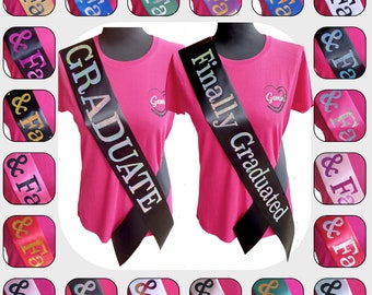 Graduation Sash - Choose Your Design and Colour - High Quality Ribbon With Glitter Holographic Lettering