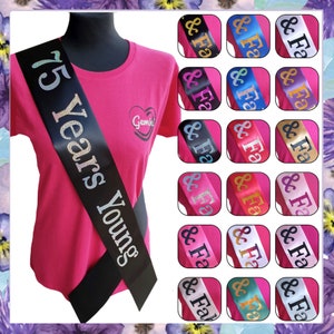 75 Jahre junge Geburtstag Schärpe - wählen Sie Ihre Farbe - Glitter 75 Schärpe - 75. Geburtstag Schärpe - 75. Geburtstagsgeschenk