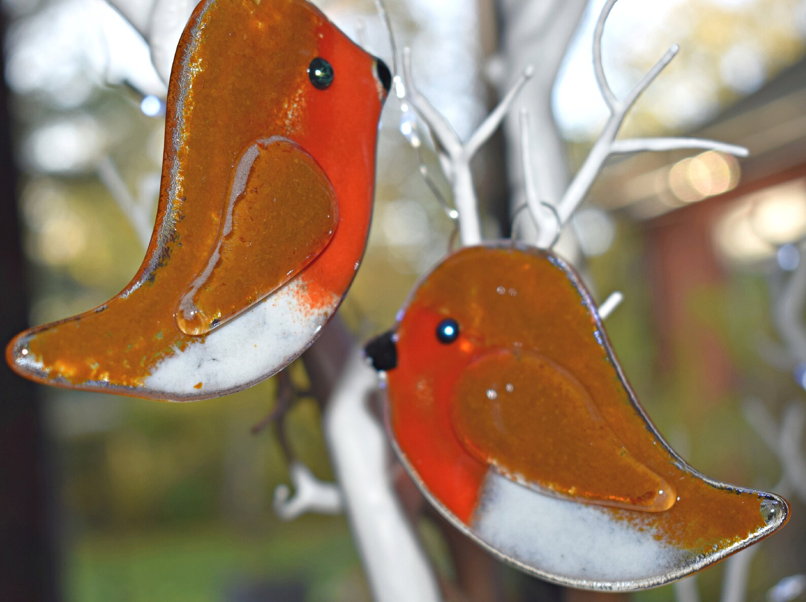 Fused glass robin Christmas tree decoration  Etsy