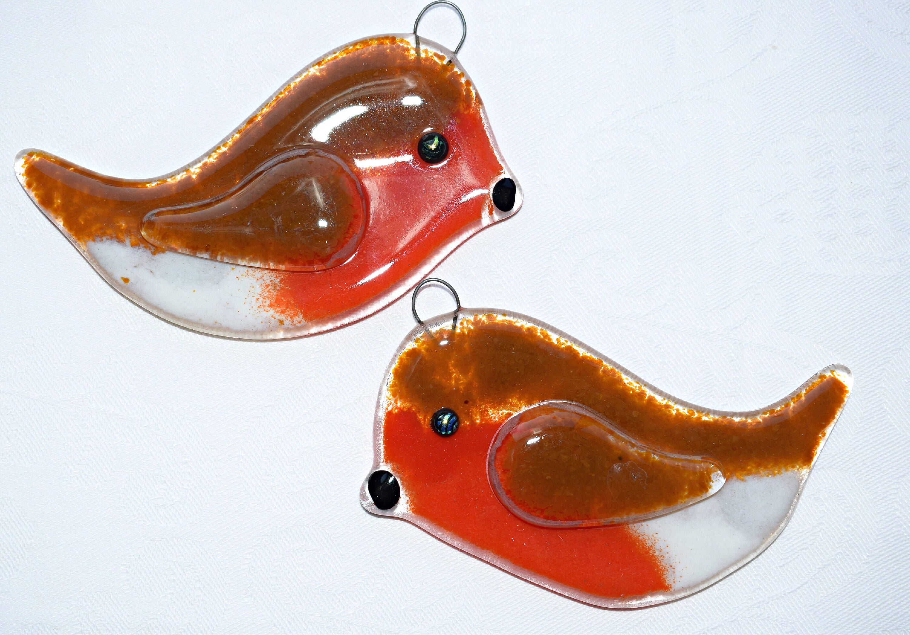 Fused glass robin Christmas tree decoration  Etsy