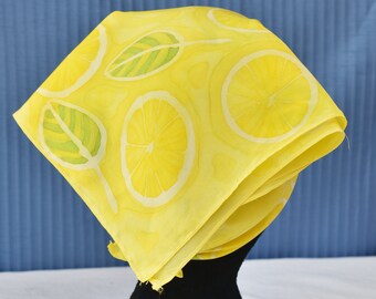 Lemons and Leaves (Citrus Series): Hand-painted silk scarf