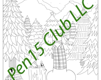 Trimming the Tree: printable Holiday NSFW adult coloring book page
