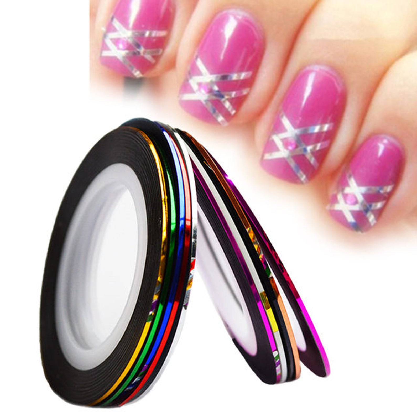 Nail Striping Tape Assorted Metallic Colours Nail Art Adhesive Etsy