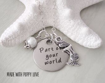 LITTLE MERMAID Silhouette Dangle Pendant Necklace Dinglehopper /& Pearl DISNEY