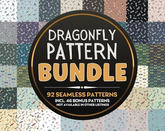 Dragonfly Seamless Pattern Bundle | 92 Digital Paper Pack, Printable Patterns, Instant Download Dragonfly Scrapbook Papers