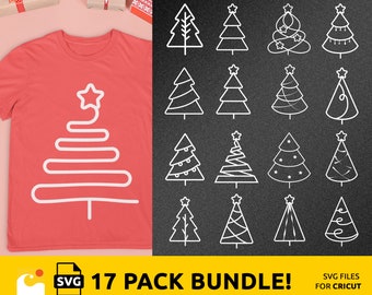 Festive Christmas Tree svg Bundle, Pine Tree svg, Christmas Ornaments, Laser cut files