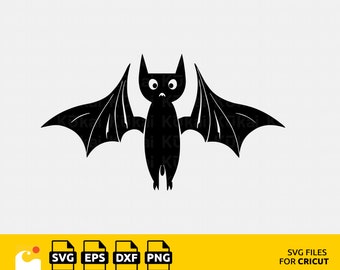 Cute Bat svg, Halloween Clipart, Bat Cut File, Silhouette Bat