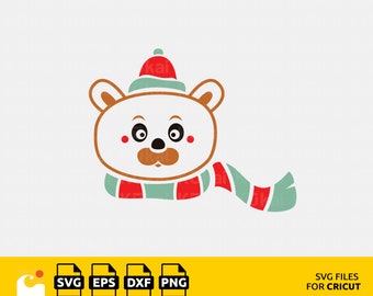 Christmas Bear Svg, Winter svg, Bear Clipart, Winter Clipart, Animal svg, Cricut Clipart