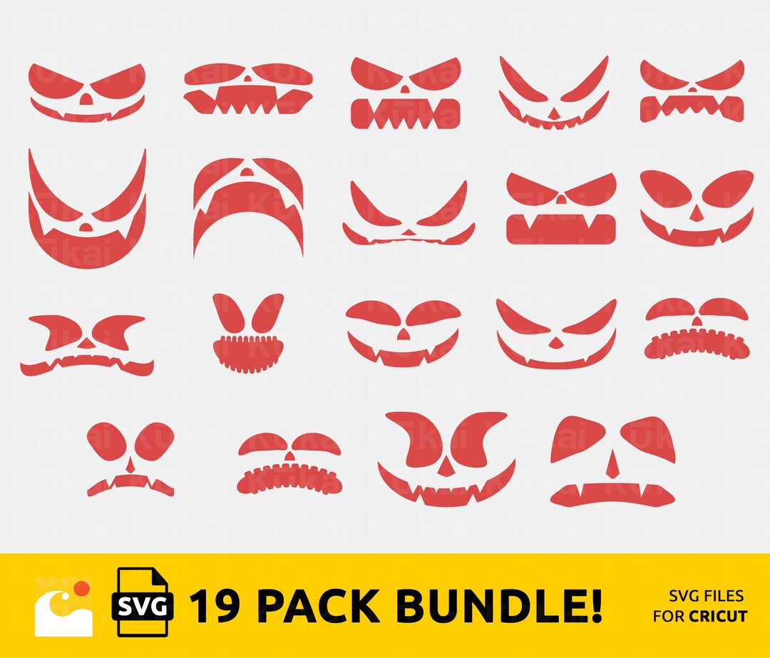 Halloween Pumpkin Face SVG Bundle Jack O Lantern Faces - Etsy