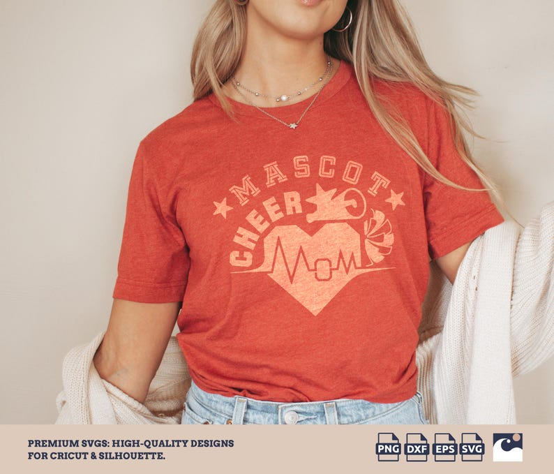 Cheer Mom Svg Png, Hearbeat, Heart, Mega Phone, Pom Pom, Team Number