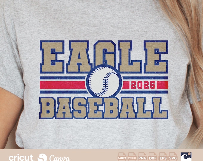 Eagle Baseball svg png, Vintage Sports Design, Baseball Team svg, Graduation Year, Cut File for Cricut, Silhouette, Canva Template