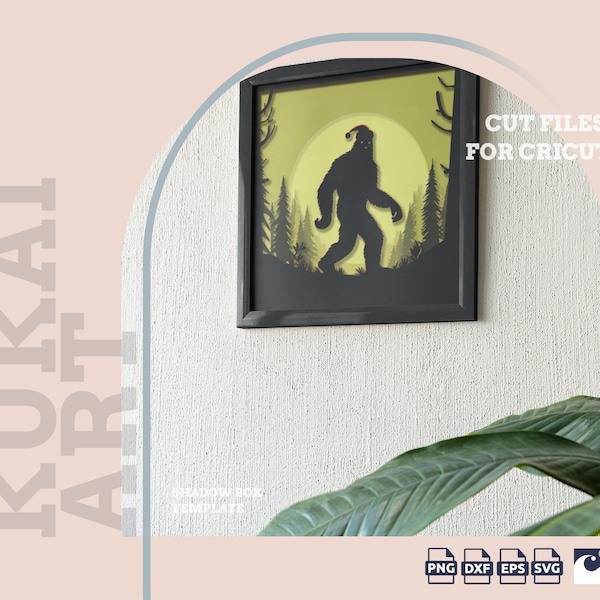 Bigfoot in the Forest Shadow Box Svg, forest svg, Shadow Box Frame, Forest Shadow Box, Shadow Box, Shadow Box Template