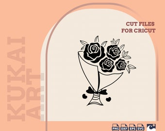 Rose Bouquet Svg, Wedding Flowers, Rose Clipart, Rose Outline svg, Flower Bouquet