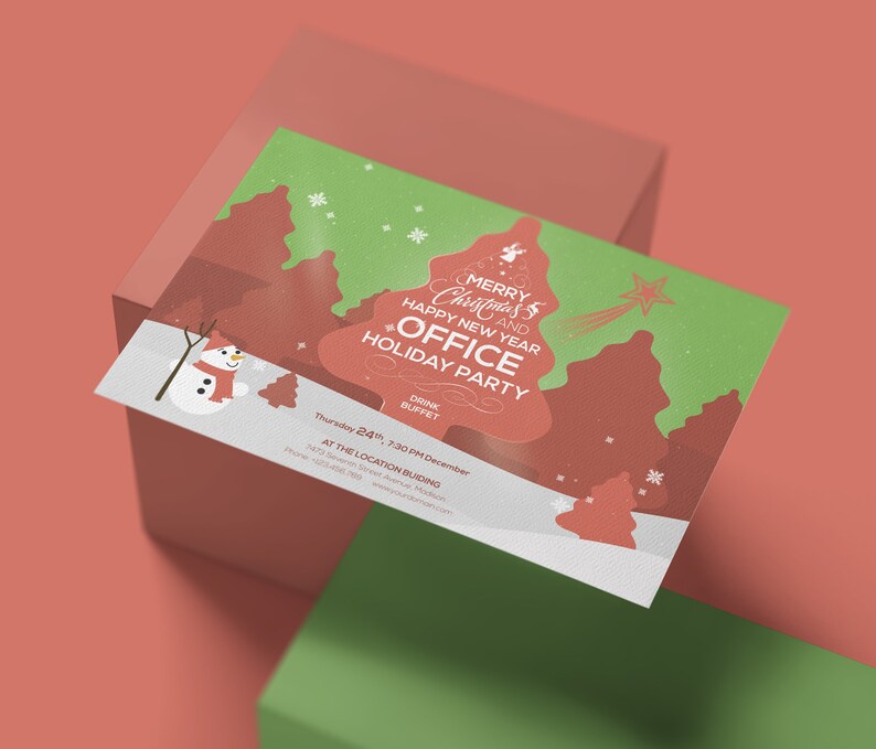 Office Holiday Party Invitation Template Printable Merry Etsy