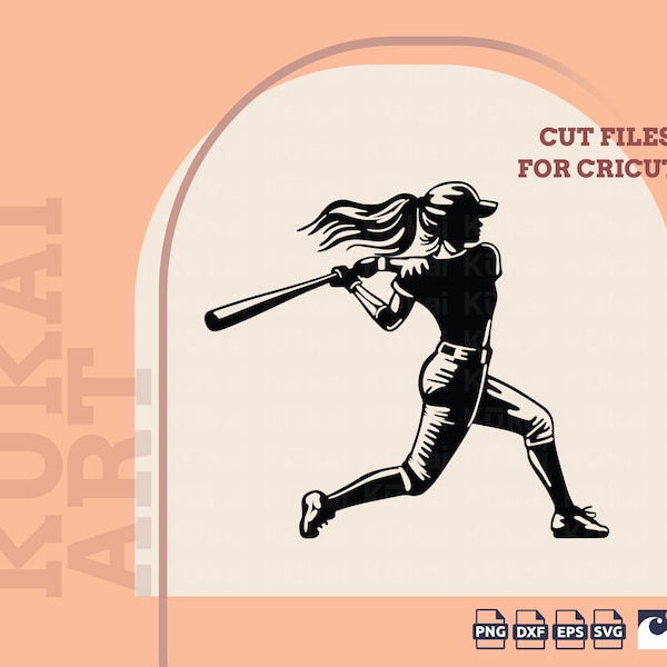 Girl Baseball Player Silhouette Svg Cut File For Cricut, Baseball Mom Svg,  Female Baseball Svg, Baseball Girl Svg