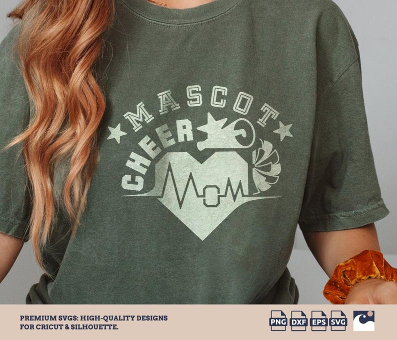 Cheer Mom Svg Png, Hearbeat, Heart, Mega Phone, Pom Pom, Team Number