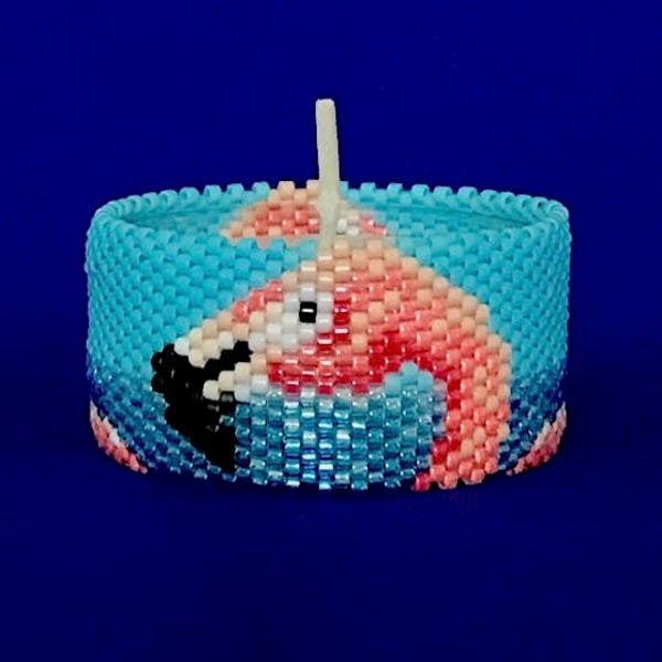 Flamingo Tea Light Cover/Napkin Ring Bead Pattern