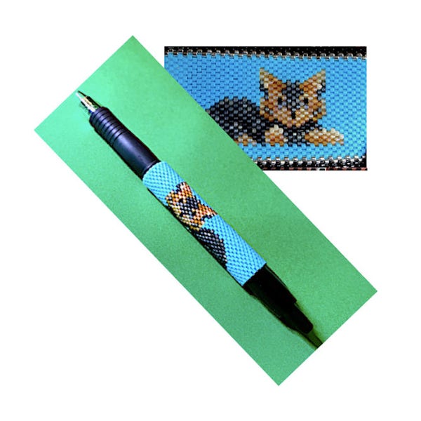 Motif d'emballage de stylo perlé Yorkie