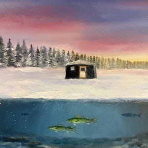 Ice Fishing Painting - Etsy