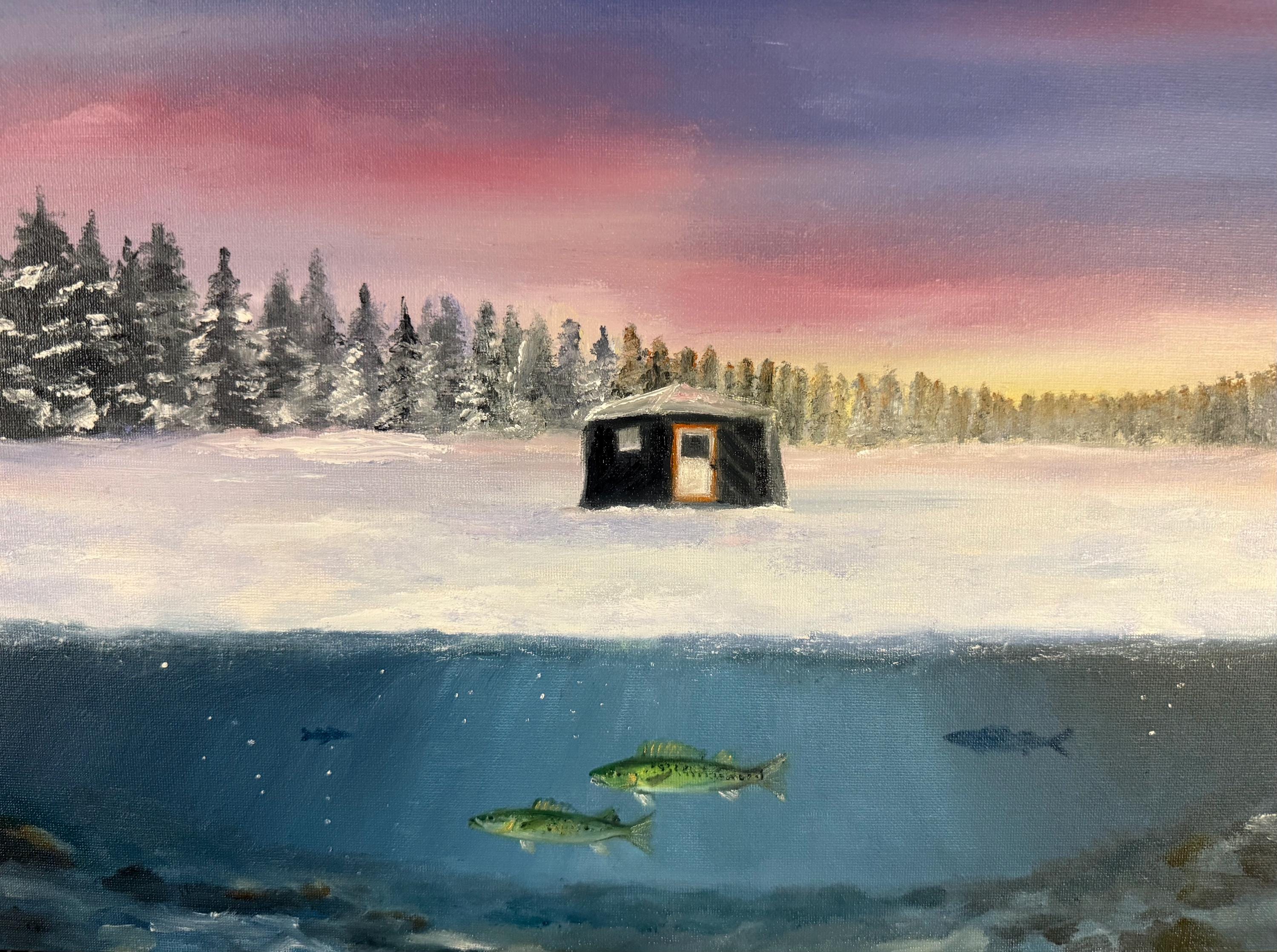 Ice Fishing Painting - Etsy