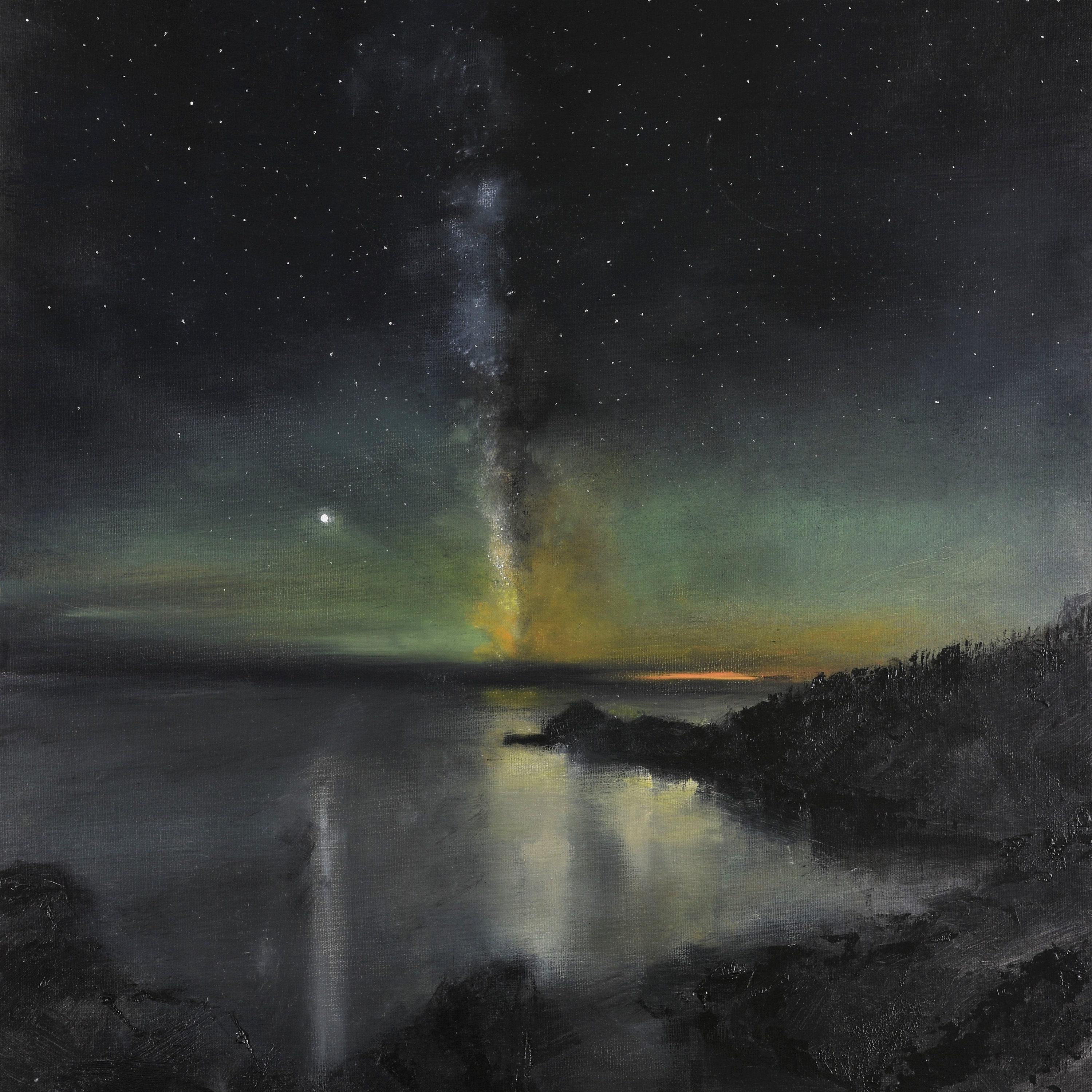 Beach at Night Romantic Seascape Starry Night Sky Art - Etsy, image size:2999x3000