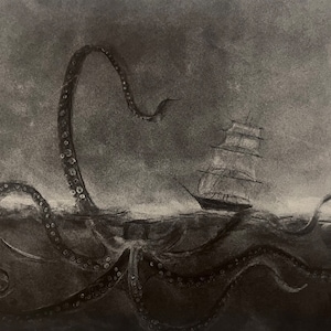 Octopus Art Drawing Sea Life Sea Creature Nautical Decor