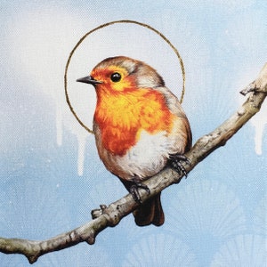 Robin Art Canvas Print with Gold | Fire & Ice | Robin Painting