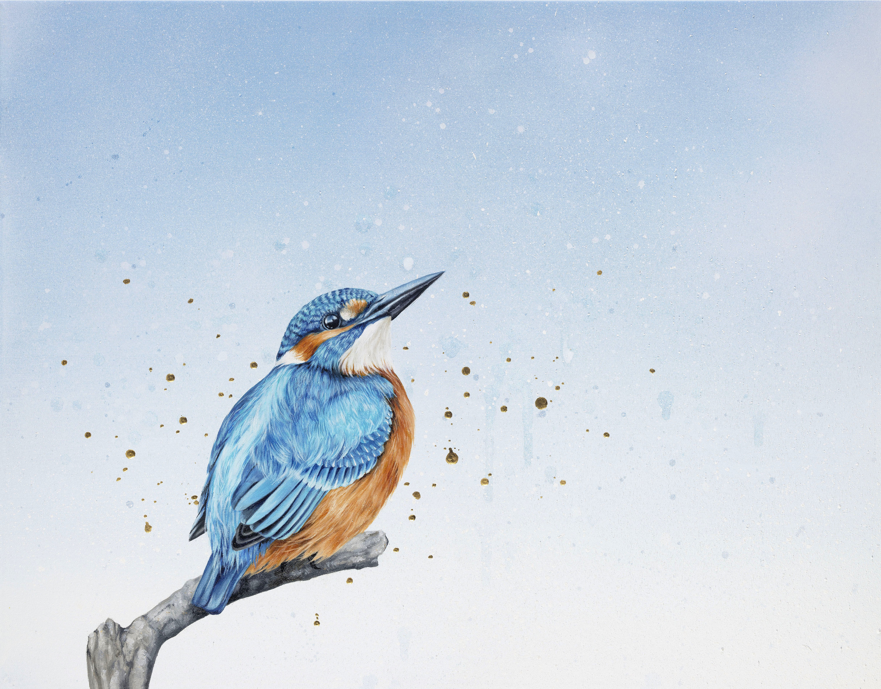 Kingfisher Art Print With Gold Leaf | the River King | Bird Painting - Etsy