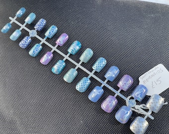 Pretty Mermaid nails fishscale & pearls, holo pearlescent holographic nail art re-usable